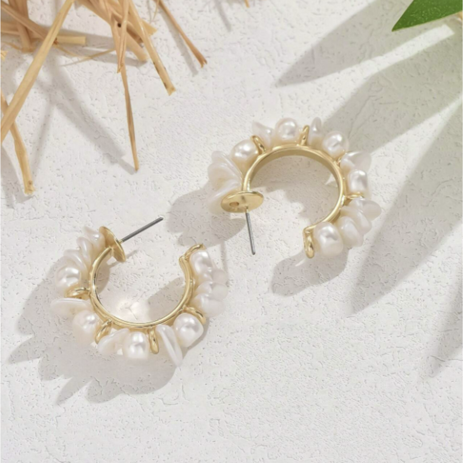 Handmade Woven Baroque Pearl Hoop Earring