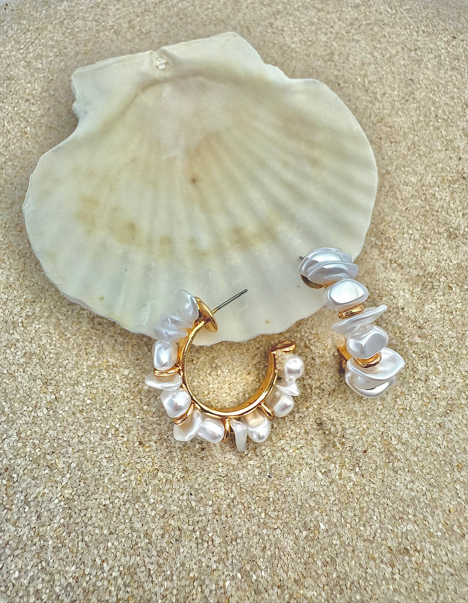 Handmade Woven Baroque Pearl Hoop Earring