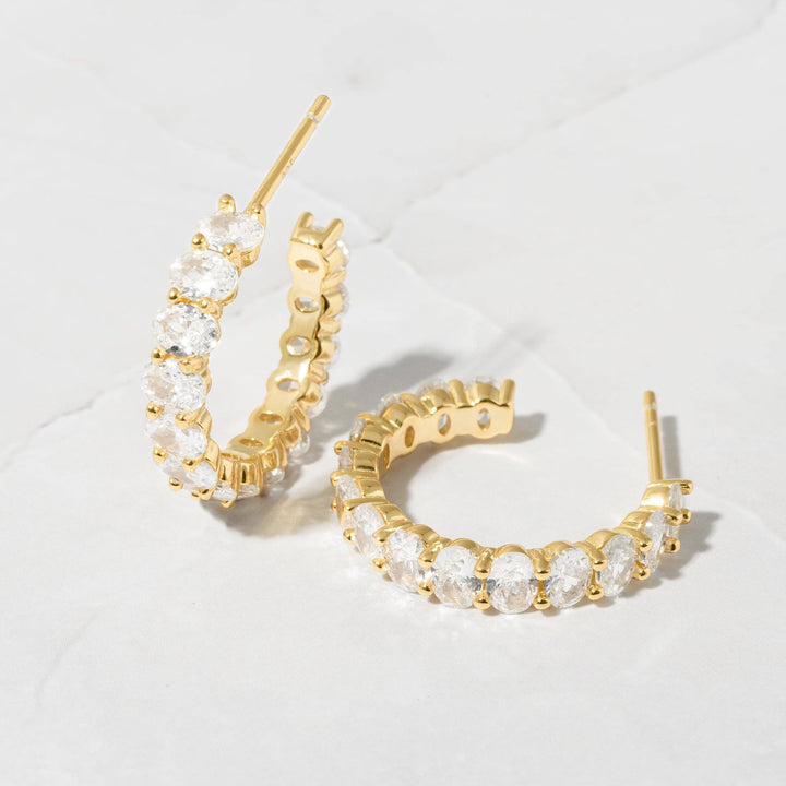 Oval Studded Hoop Earrings