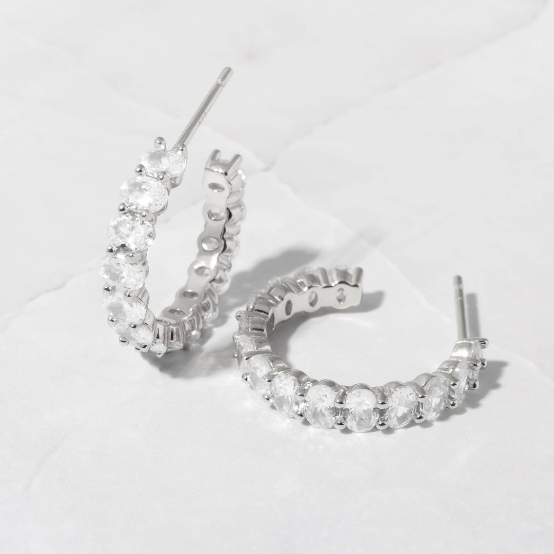 Oval Studded Hoop Earrings