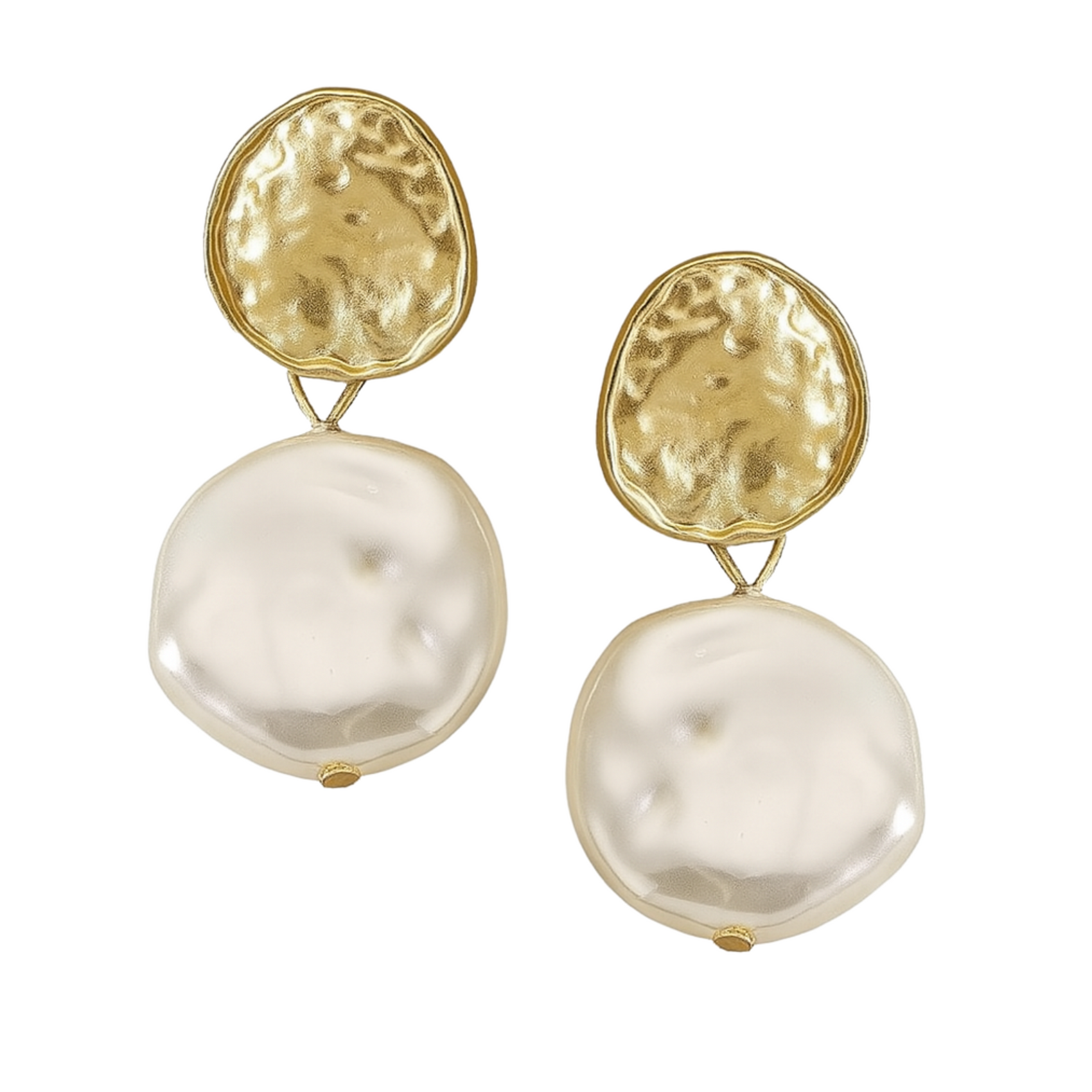 Sage Coin and Pearl Drop Earrings