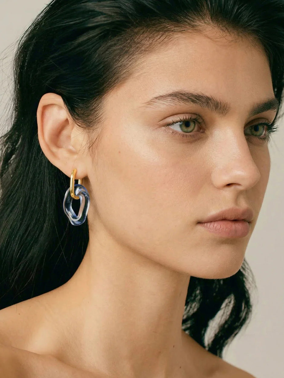 Glass Gold-Tone Link Earring