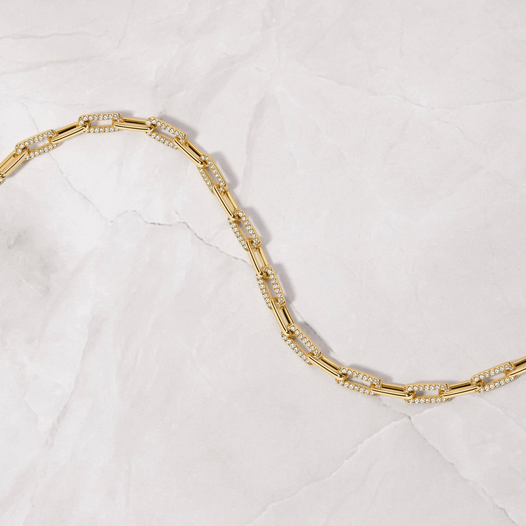 Pavé Diamond Paperclip Bracelet