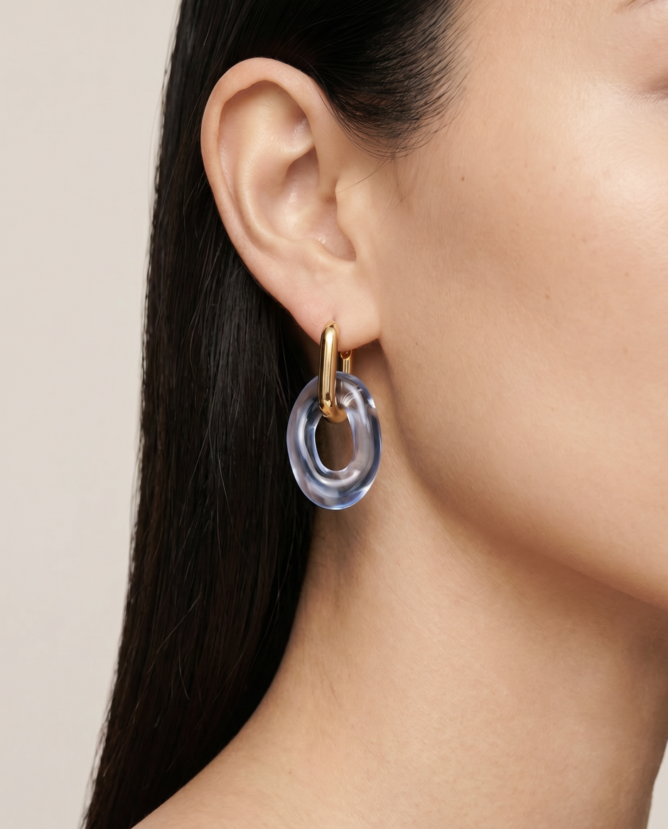 Glass Gold-Tone Link Earring