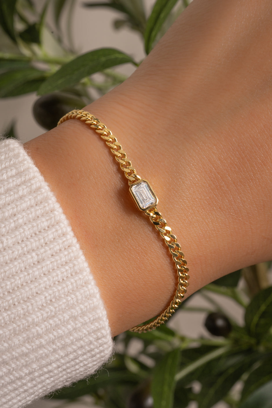 Harper Bezel Baguette Chain Bracelet