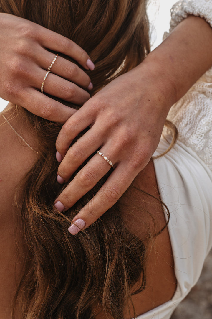 rings on model at beach