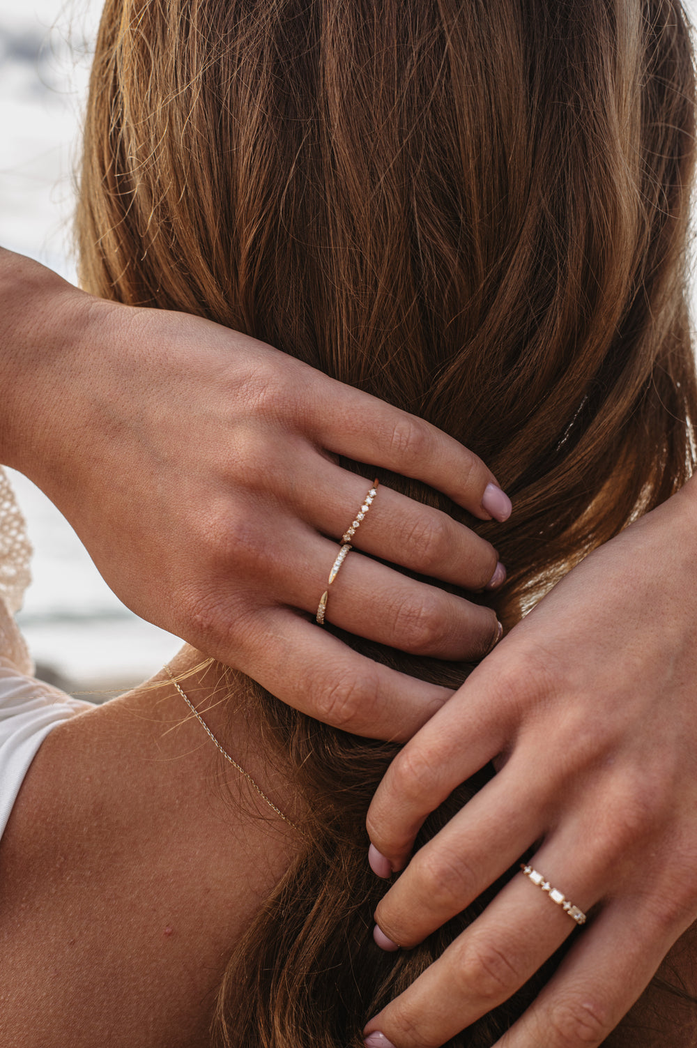 Diamond ring with solid gold