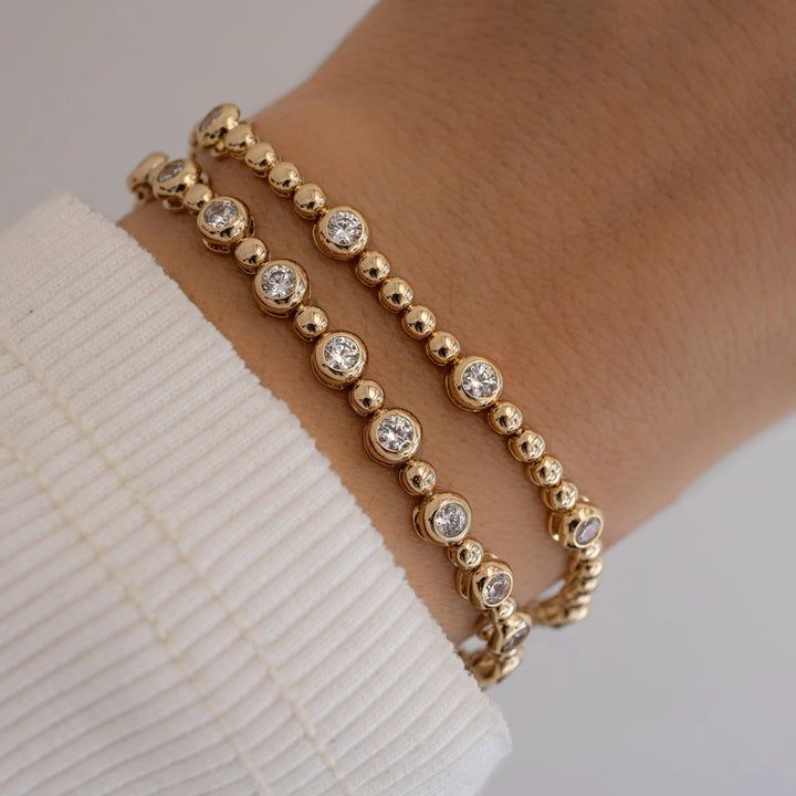 Evie Bezel Set Stone and Bead Bracelet