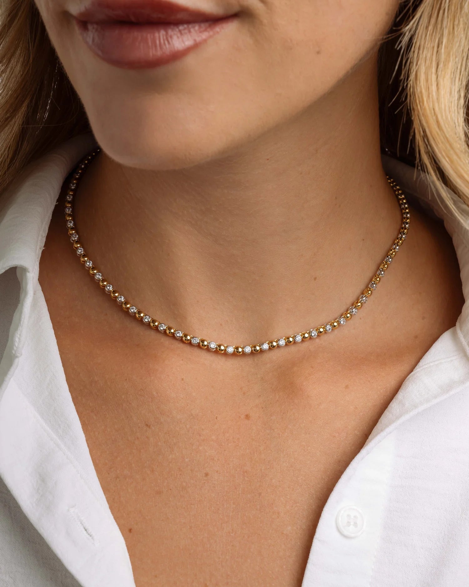 Two- Toned Mixed Metal Necklace