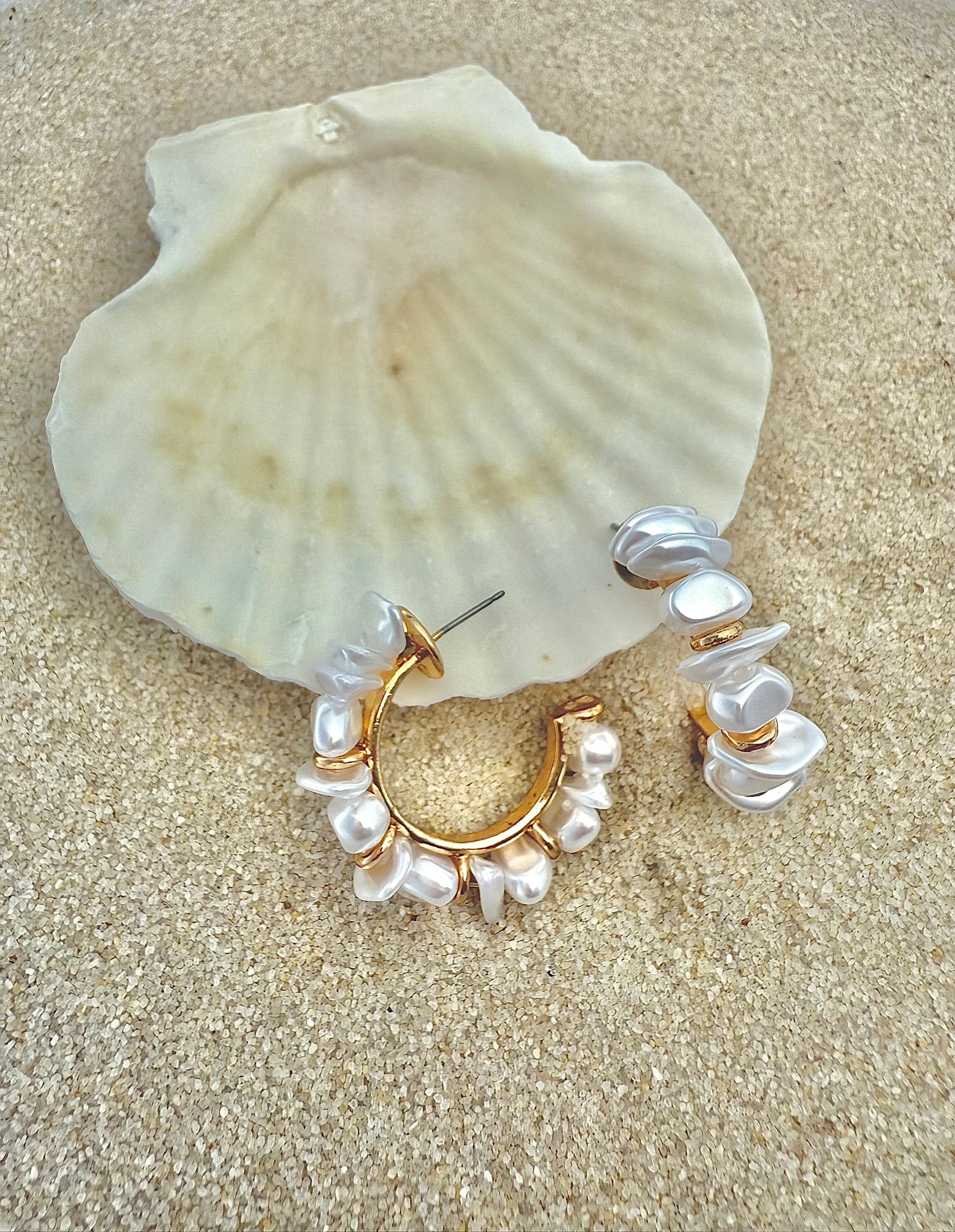 Handmade Woven Baroque Pearl Hoop Earring