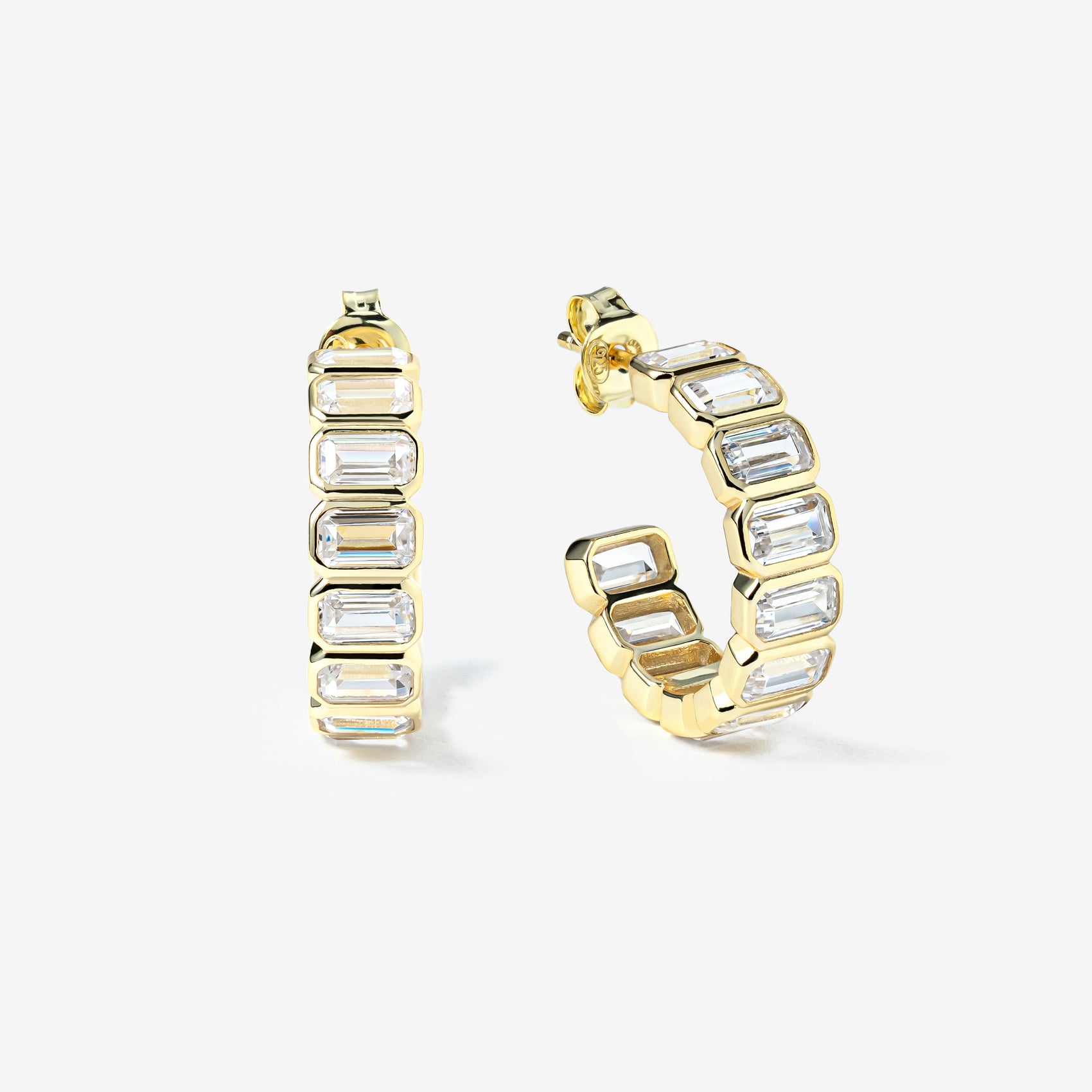 Emerald Baguette Hoop Earrings