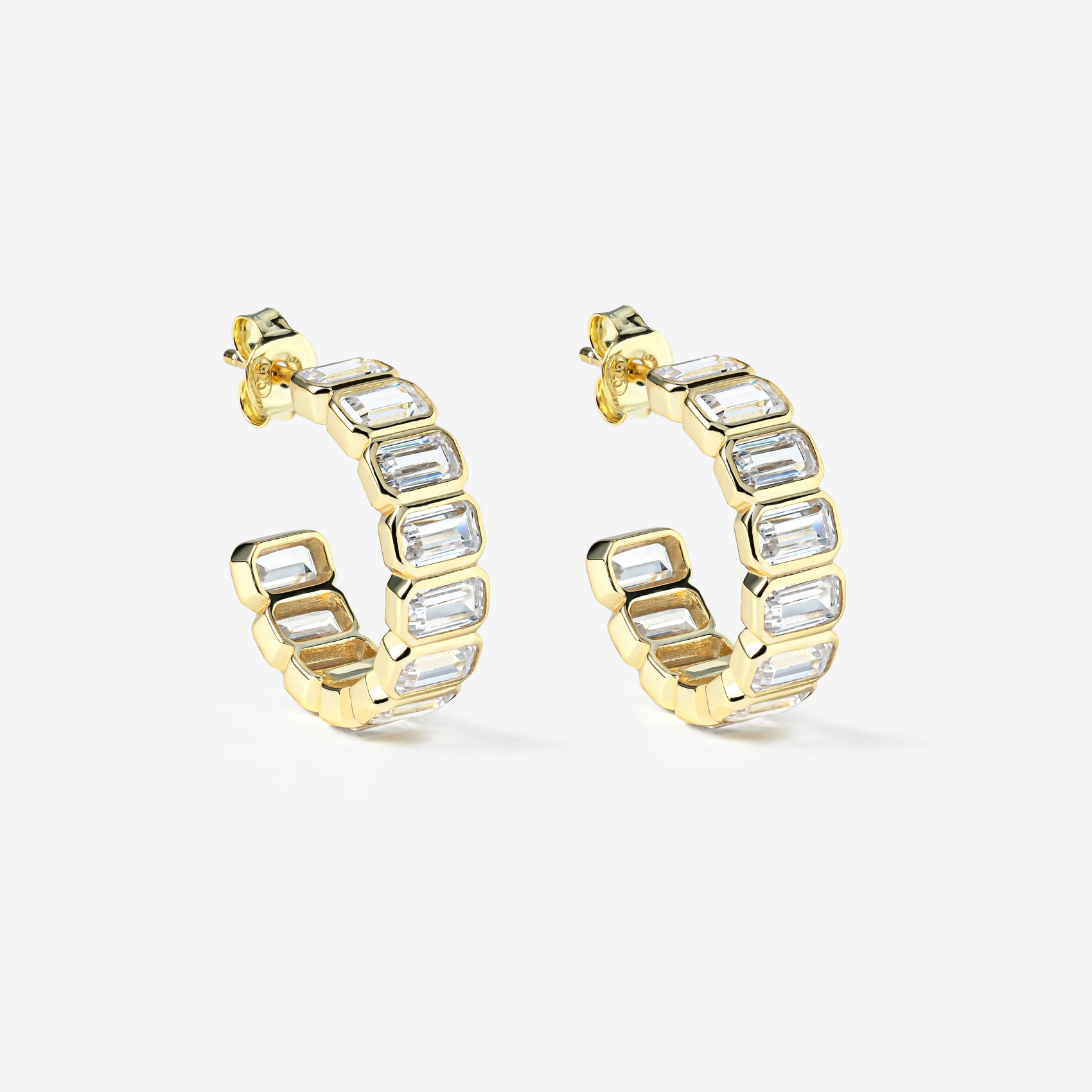 Emerald Baguette Hoop Earrings