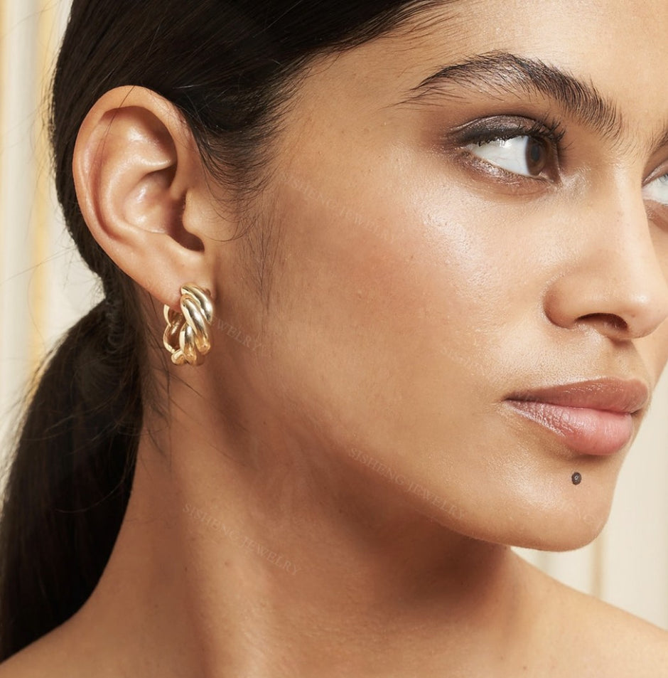 Twist Dome Hoop Earrings