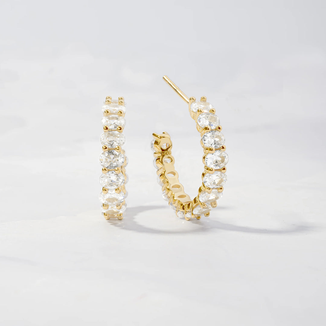 Oval Studded Hoop Earrings