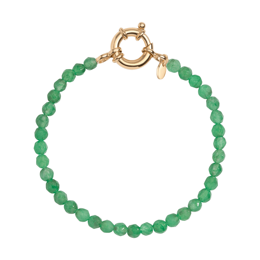Green Jade 14K Gold Plated Luna Gemstone Bracelet