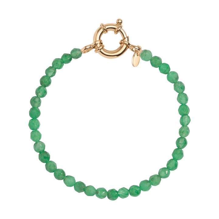 Green Jade 14K Gold Plated Luna Gemstone Bracelet