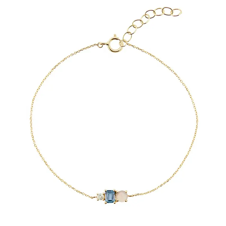 14K Gold Plated Ayla Bracelet in Light Blue