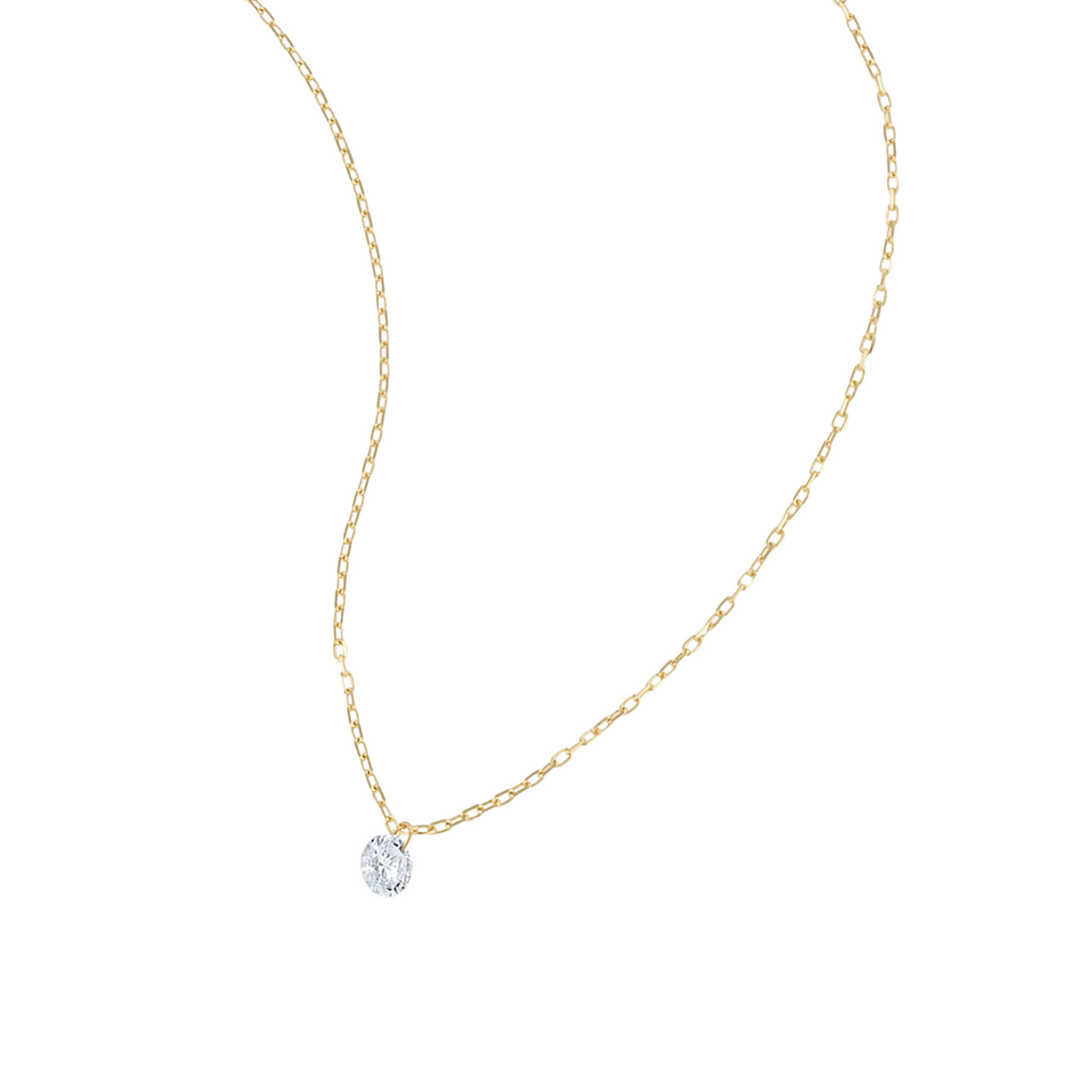 Single Floating Diamond Necklace on Angle