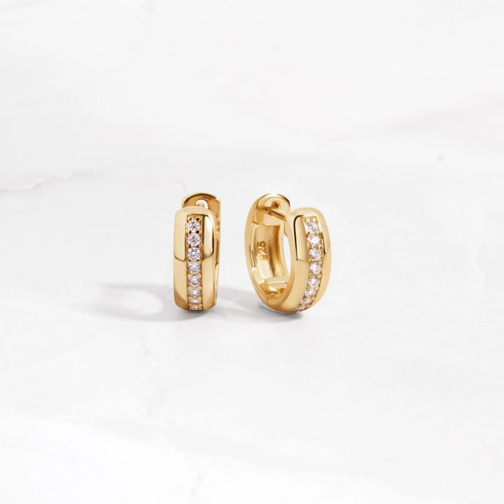 Stripe Diamond Huggie Earrings