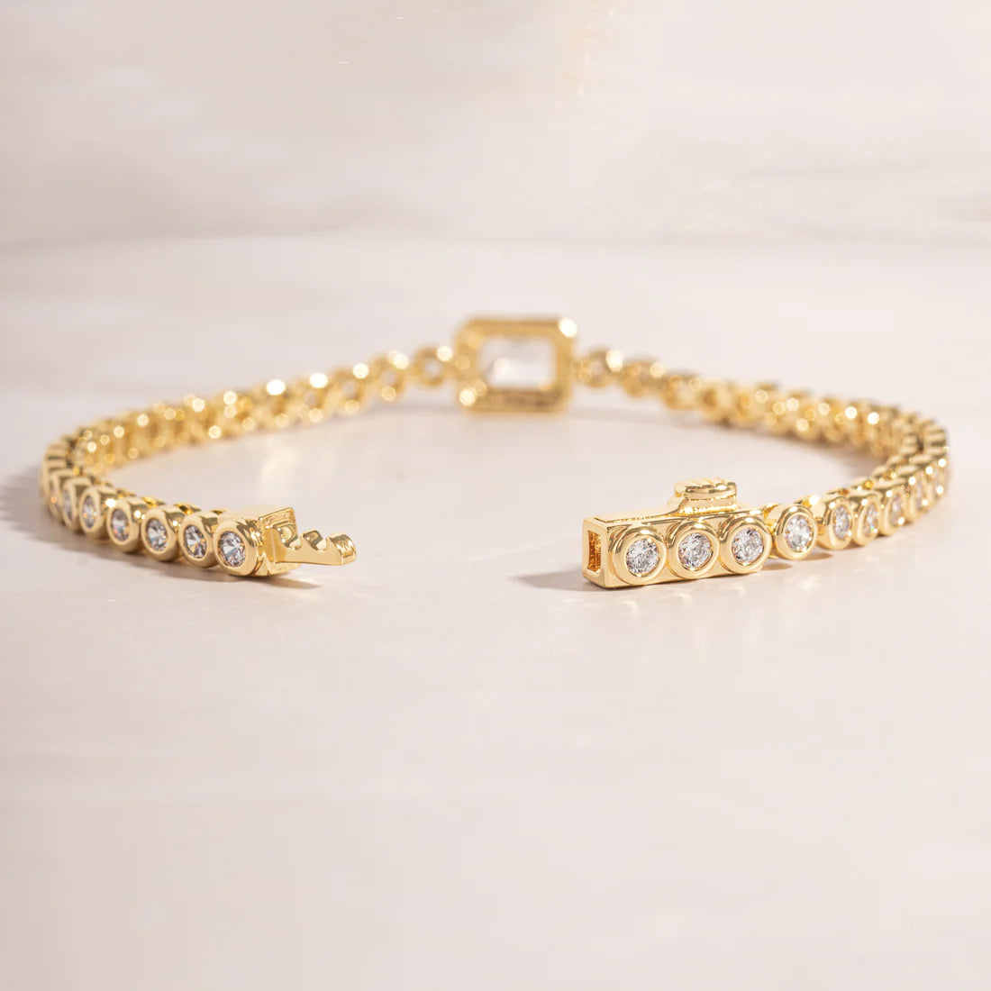 Marley CZ Baguette and Round Bezel Tennis Bracelet