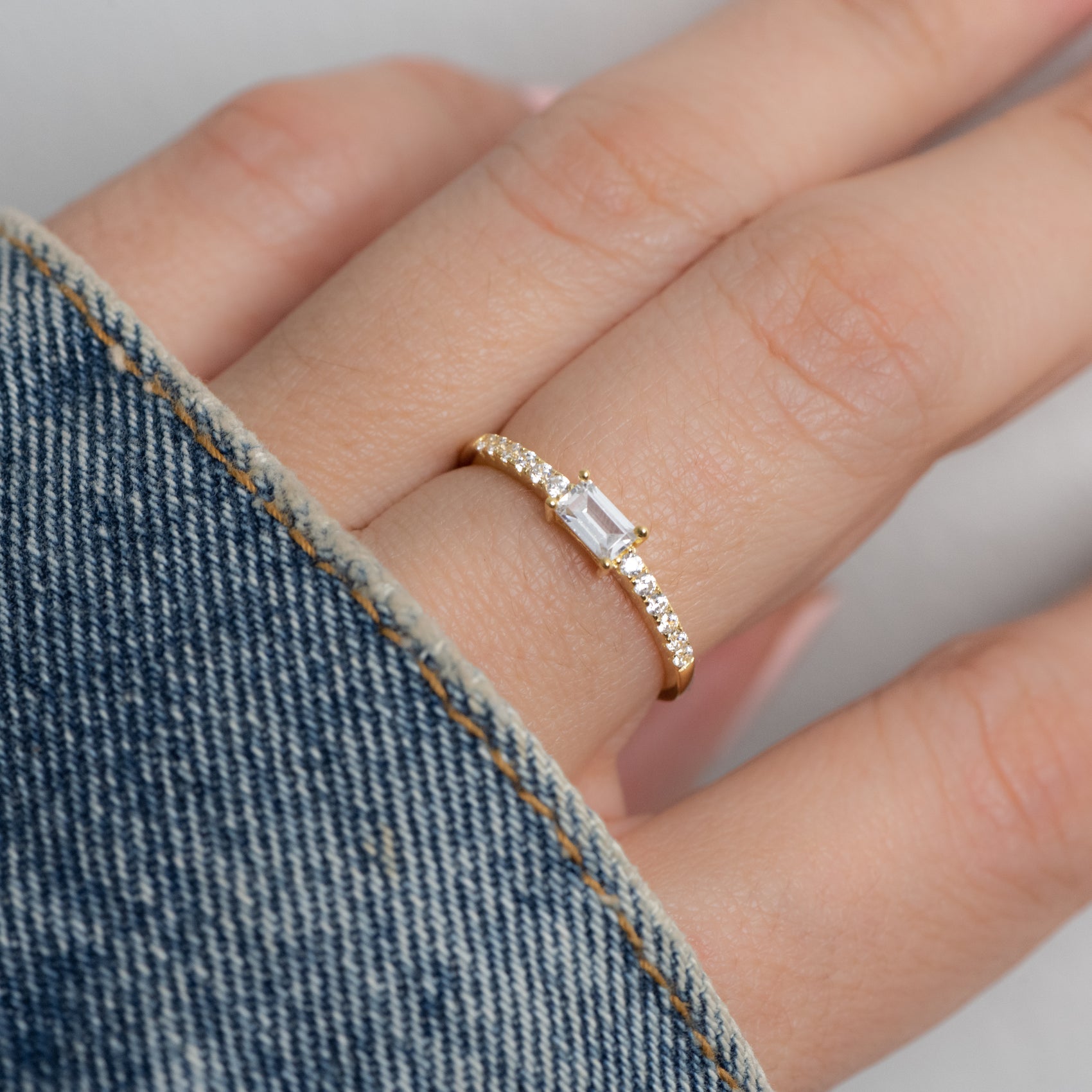 Mila Baguette & CZ Stacking Ring