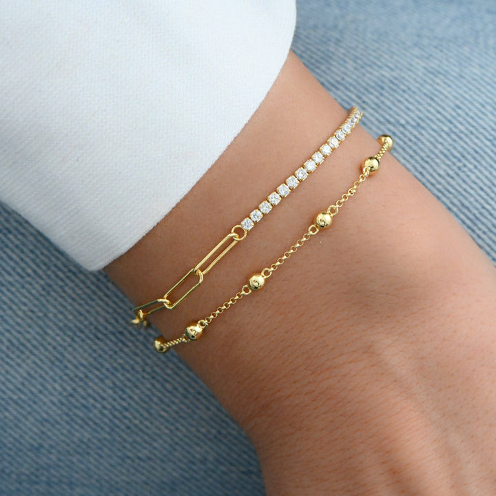 Tennis and Paperclip Bracelet