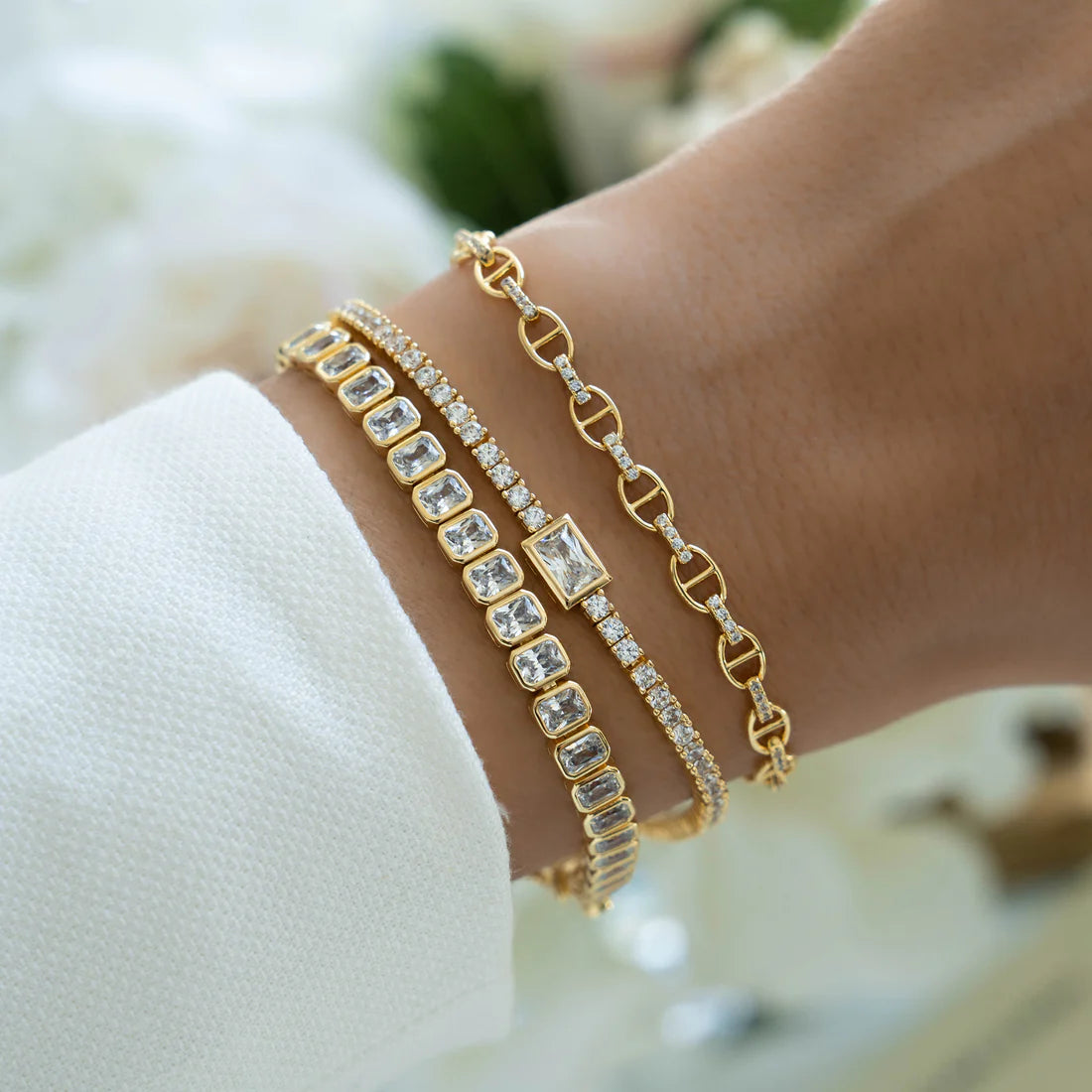 Reese Emerald-Cut Bezel Tennis Bracelet