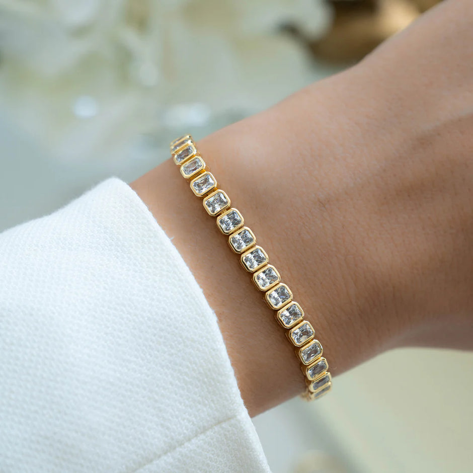 Reese Emerald-Cut Bezel Tennis Bracelet