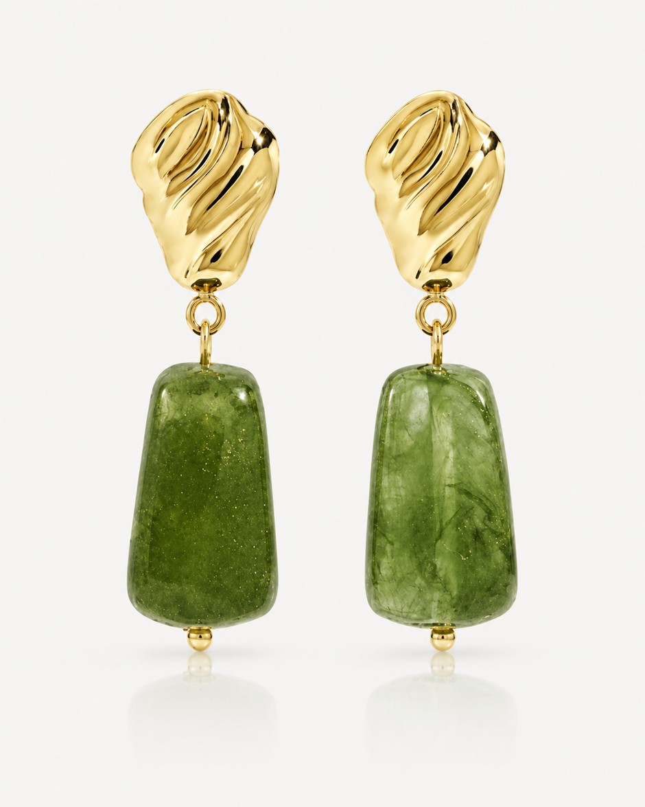 Olive Resin Sculptural Drop Earrings