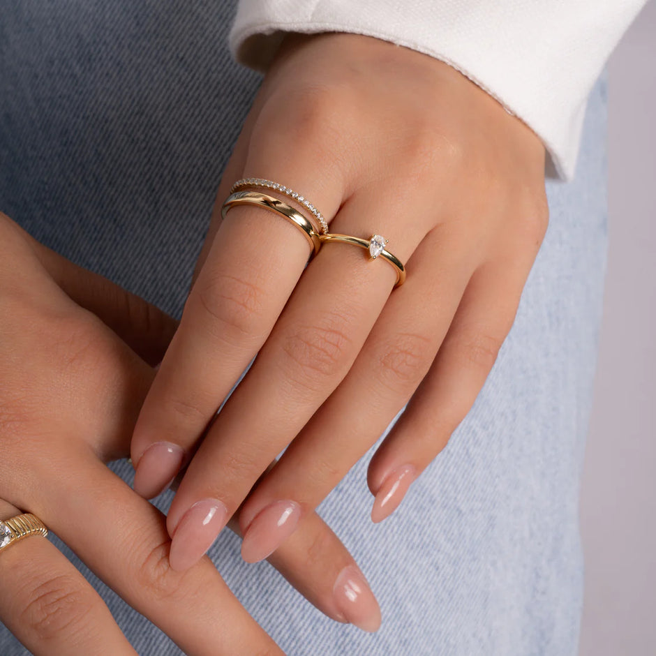 Diamond & Plain Double Ring