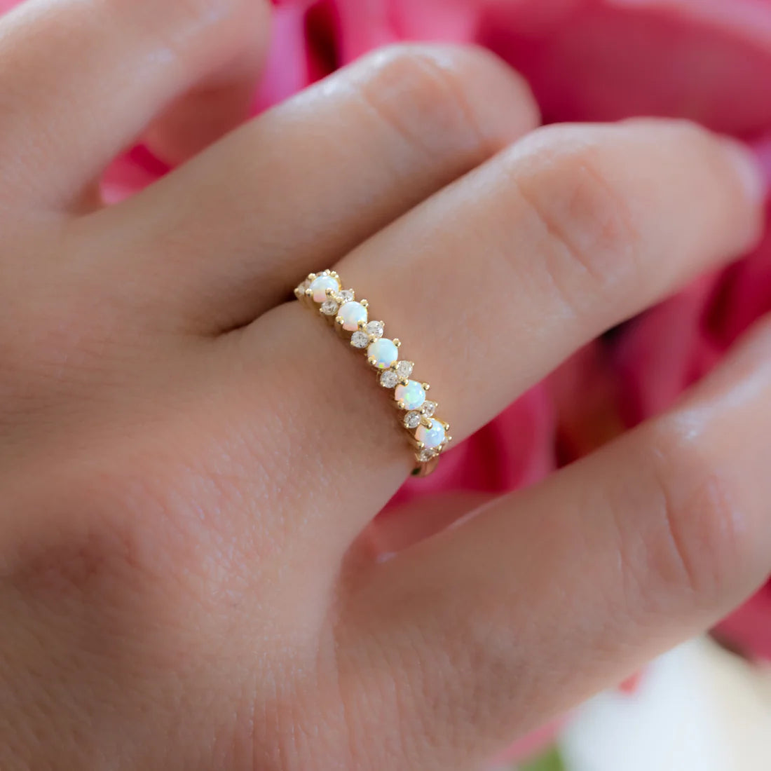 The Aurora Opal and CZ Ring