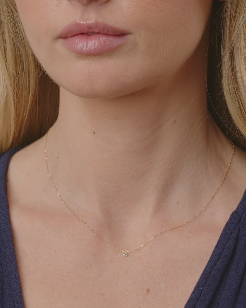 Single Floating Diamond Necklace on Model Video