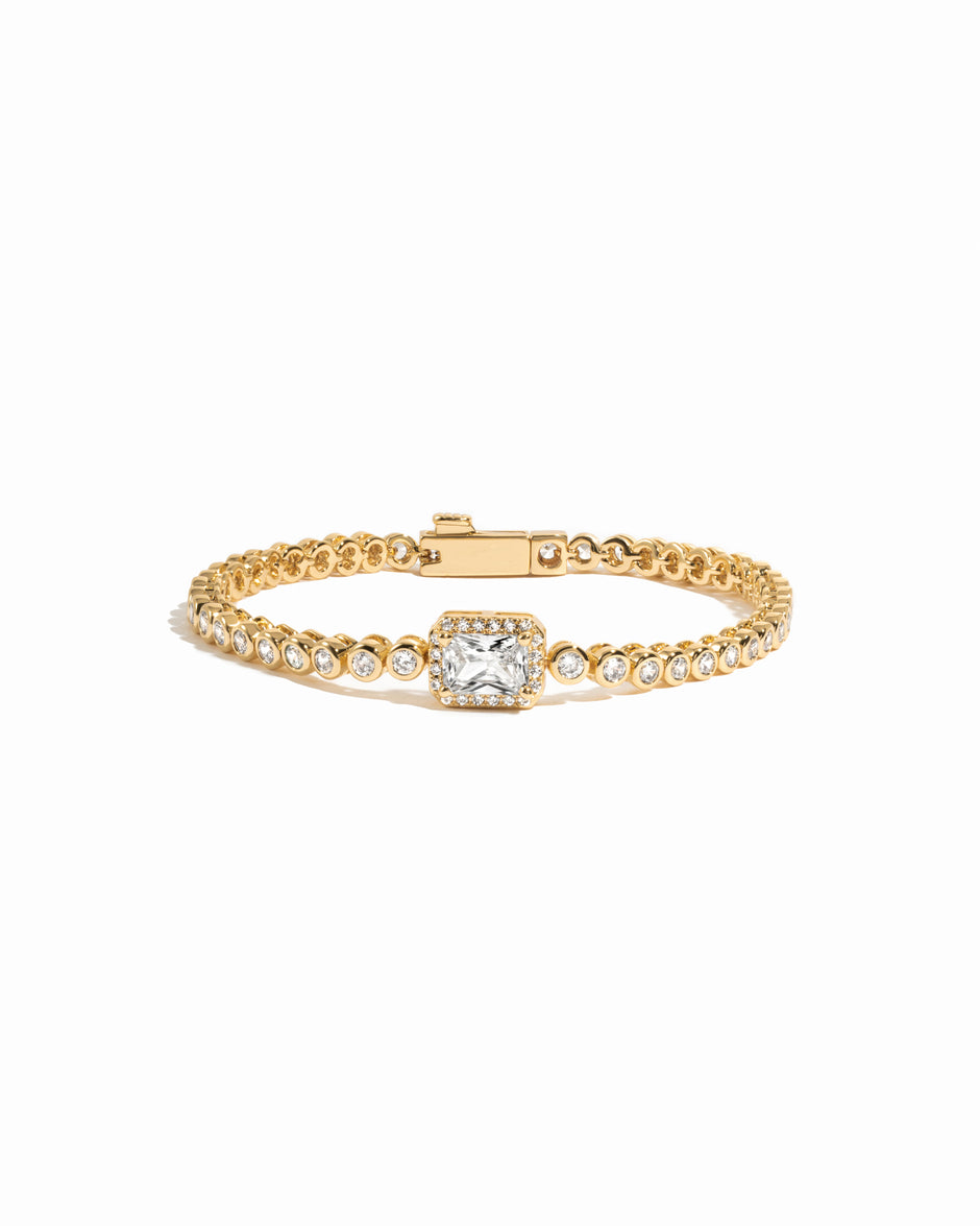 Marley CZ Baguette and Round Bezel Tennis Bracelet